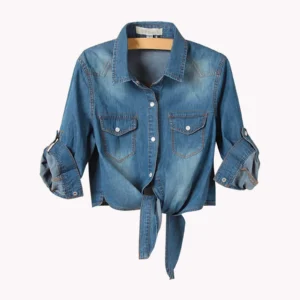 Camisa Feminina Jeans Cropped Milenar